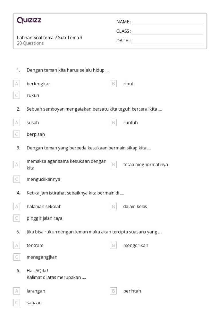 Akhirnya! Kumpulan Soal Kelas 2 Tema 7 Subtema 3 Terbaru + Kunci Jawaban