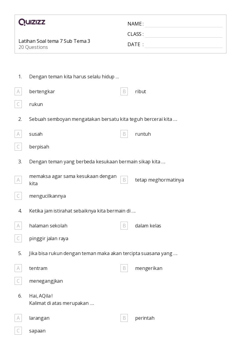 Akhirnya! Kumpulan Soal Kelas 2 Tema 7 Subtema 3 Terbaru + Kunci Jawaban