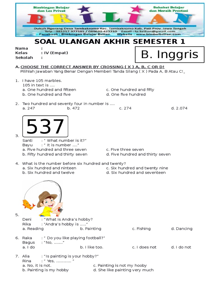 Contoh Soal Bahasa Inggris Kelas 4 SD untuk STS 2026, Ini Bocoran Kunci Jawaban