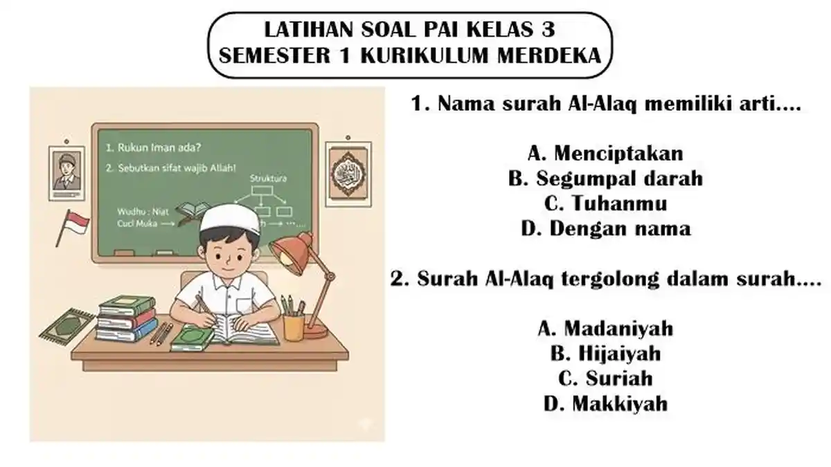 25 Soal PAI Kelas 3 Semester 1 Kurikulum Merdeka Kunci Jawaban Pilihan