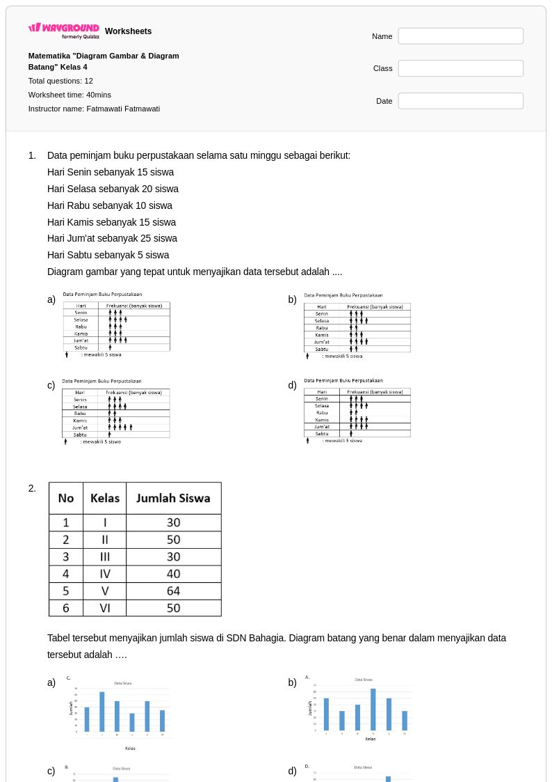 50 lembar kerja Diagram Gantungan untuk Kelas 4 di Wayground Gratis