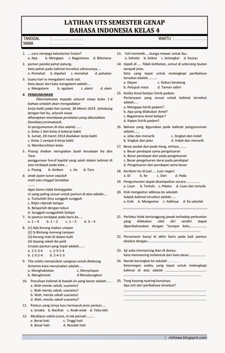 5 Rahasia Sukses Hadapi Soal Ulangan Bahasa Indonesia Kelas 4 Semester 2 yang Jarang Diketahui 5 Rahasia Sukses Hadapi Soal Ulangan Bahasa Indonesia Kelas 4 Semester 2 yang Jarang Diketahui