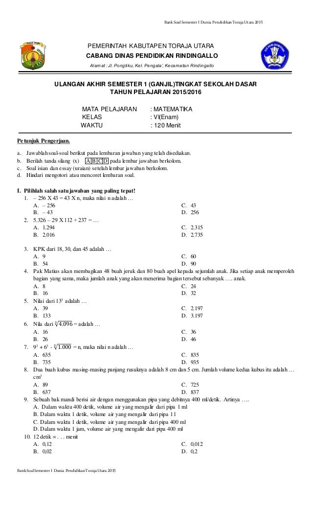 7 Soal Ujian Matematika Kelas 6 Semester 2 Paling Sulit Ternyata Sering Keluar di Ujian 2026
