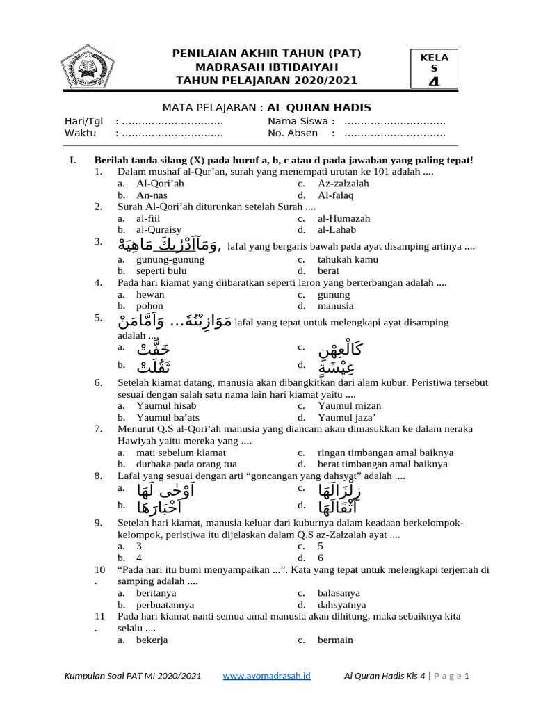 5 Fakta Mengejutkan dari Evaluasi Soal Al Quran Hadits K13 Kelas 4 yang Wajib Diketahui Guru