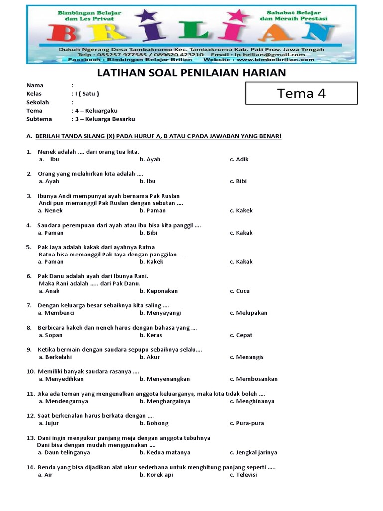 7 Cara Mudah Kuasai latihan soal kelas 1 tema 4 subtema 3 Sebelum Ujian Dimulai