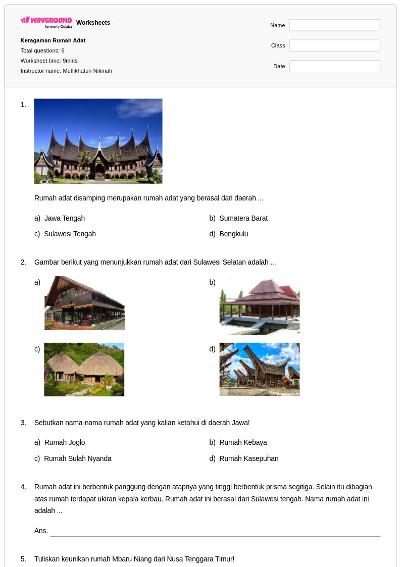 7 Contoh Latihan Soal Kelas 4 Rumah Adat Suku Bangsa yang Jarang Diketahui Siswa