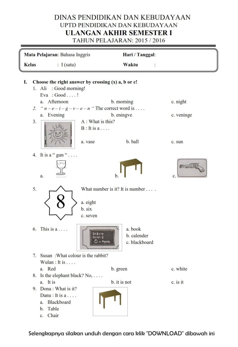 Contoh Soal Bahasa Inggris Kelas 1 dan 2 Semester 2 Ternyata Semudah Ini Jika Tahu 7 Trik Jitu Menjawabnya Contoh Soal Bahasa Inggris Kelas 1 dan 2 Semester 2 Ternyata Semudah Ini Jika Tahu 7 Trik Jitu Menjawabnya