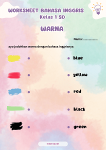 contoh soal bahasa inggris kelas 1 sd tentang colors