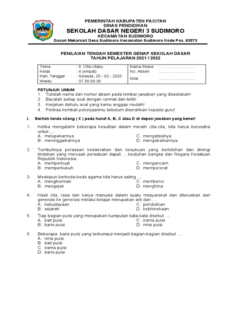 5 Rahasia Sukses UTS 2026: Downloud Soal Tema 6 Sub.1 dan 2 Kelas 4 Sekarang