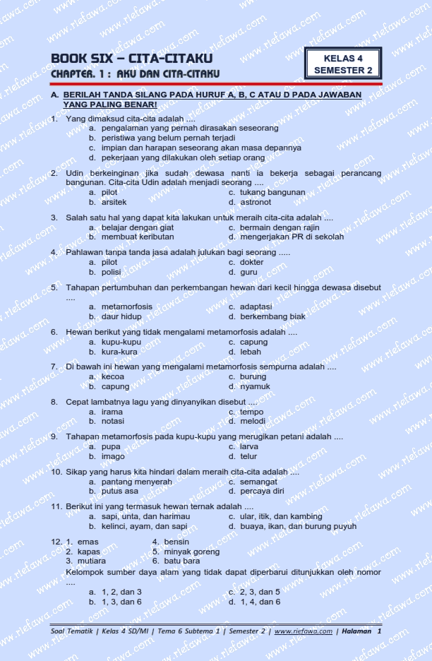 Terbukti! Downlod Buku Kumpulan Soal-Soal Tema 6 Kelas 4 SD K13 Ini Bikin Nilai Naik 2026