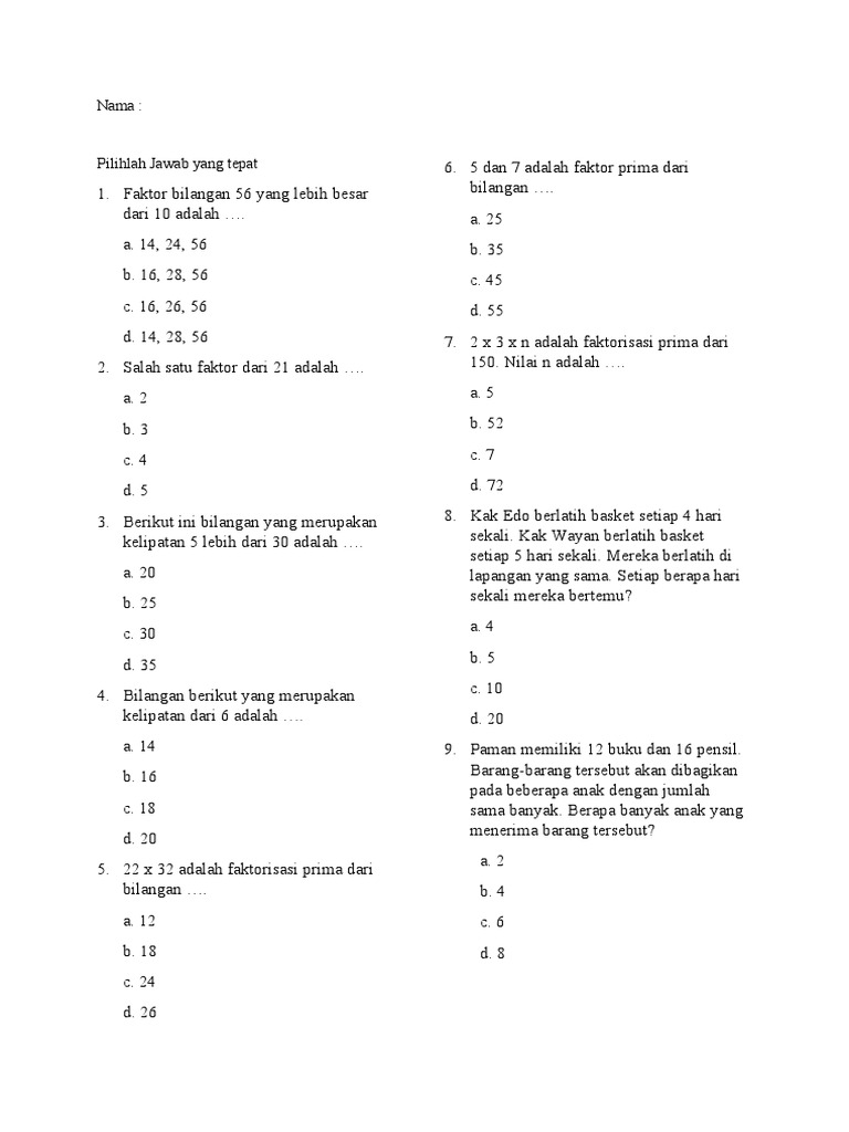 Ternyata Ini Rahasia Cepat Jawab Soal KPK FPB Kelas 4 Agar Nilai Matematika Melejit