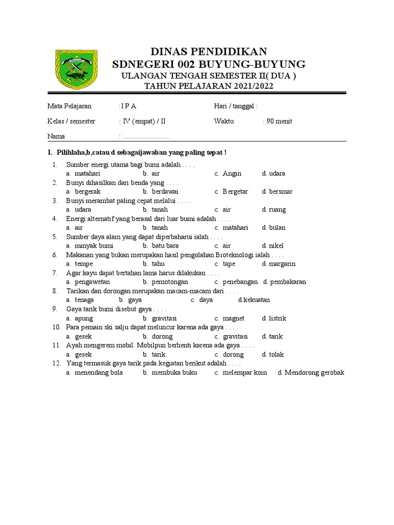 Wajib Tahu 10 Prediksi soal pts ipa kelas 4 semester 2 Agar Nilai Ujian Langsung Melejit