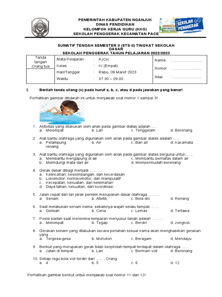 Wajib Tahu Bocoran soal pts pjok kelas 4 semester 2 Agar Nilai Kamu Maksimal