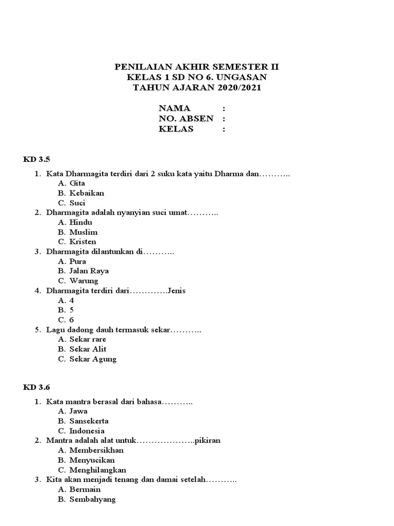 Wajib Tahu! Kumpulan latihan soal uas kelas 1 sd semester 2 agar nilai melonjak tajam